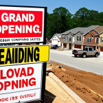 **Image Prompt:** A bustling construction site in a suburban neighborhood. New homes are being built rapidly. A local hardware store is visible in the background with a sign that reads "Grand Opening!" and contractors are loading supplies into their trucks. The overall mood is optimistic and busy, reflecting the positive impact of lower interest rates on the housing market.