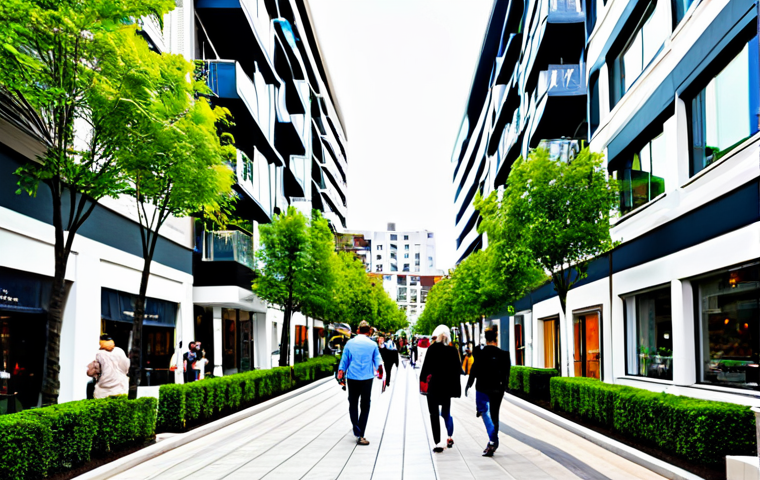 부동산 사이클과 법률적 측면의 관계 - Mixed-Use Development**
"A vibrant, safe for work, mixed-use urban neighborhood scene during the da...