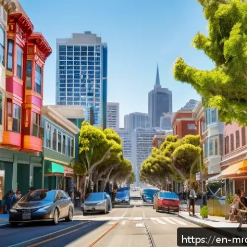 Home 30 부동산 시장 사이클 지역별 차별화 전략 - A vibrant urban neighborhood in San Francisco showcasing a mix of tech startups and modern residenti...